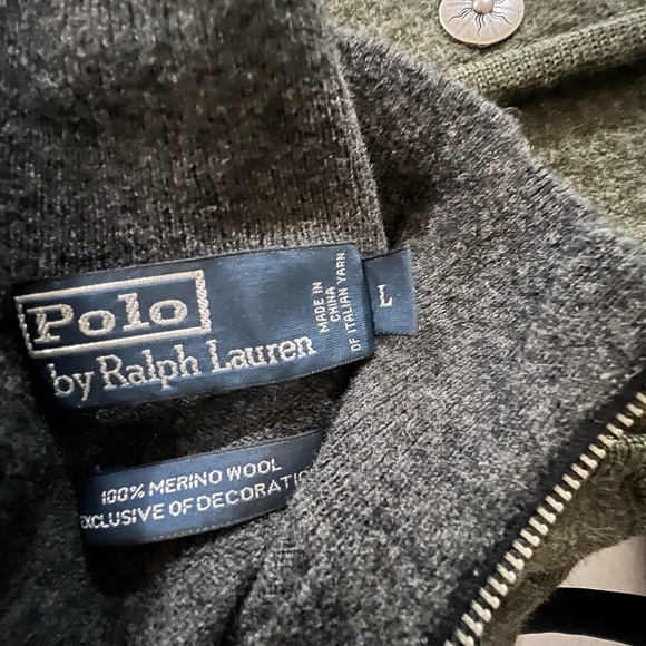 POLO RALPH LAUREN 100% Merino Wool Gray 1/2 Zip Pullover Sweater Men's Size Larg - Picture 12 of 12